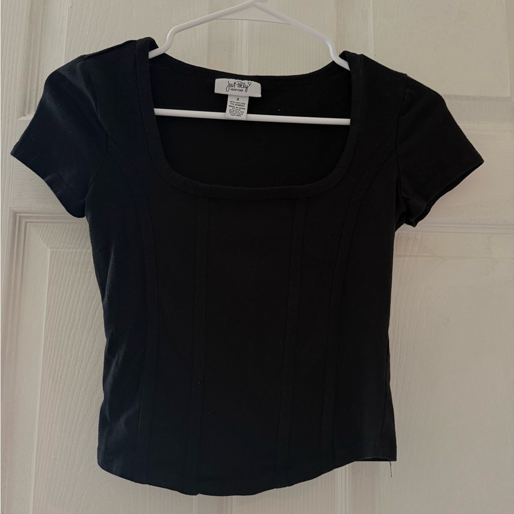 Elegant Black Square Neck Tee